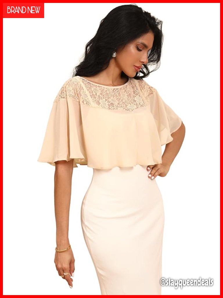 Chiffon Lace Shawl Wrap Evening Capelet Bridal Cover Up
